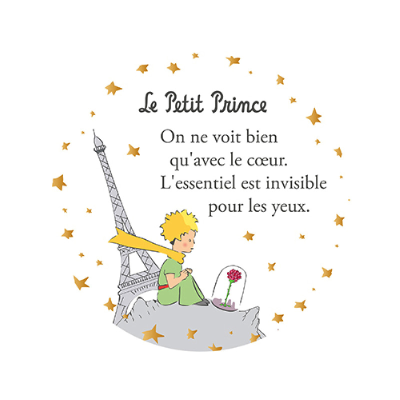LE PETIT PRINCE A PARIS ROSE BLANC MAGNET ROND 50MM