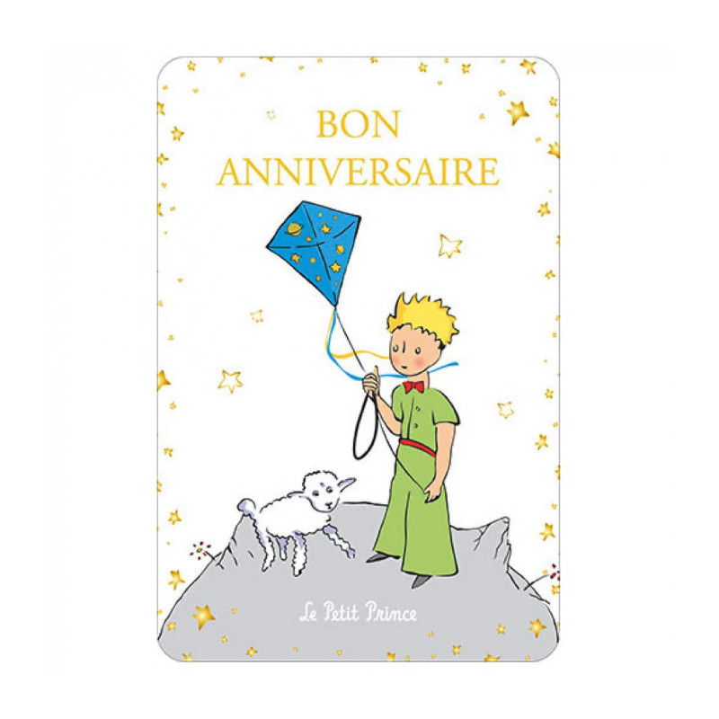 LE PETIT PRINCE AVEC CERF VOLANT CARTE D ANNIVERSAIRE 10X15CM