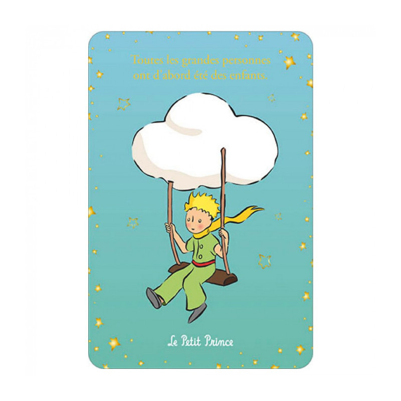 LE PETIT PRINCE SUR UNE BALANCOIRE CARTE POSTALE 10X15CM