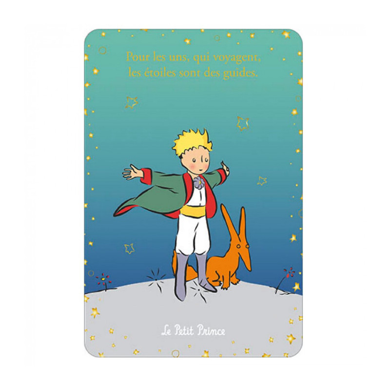 LE PETIT PRINCE EN HABIT DE PRINCE AVEC LE RENARD CARTE POSTALE 10X15C