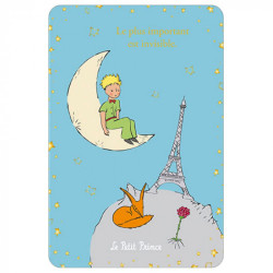 LE PETIT PRINCE ASSIS SUR LA LUNE ET TOUR EIFFEL CARTE POSTALE 10X15CM