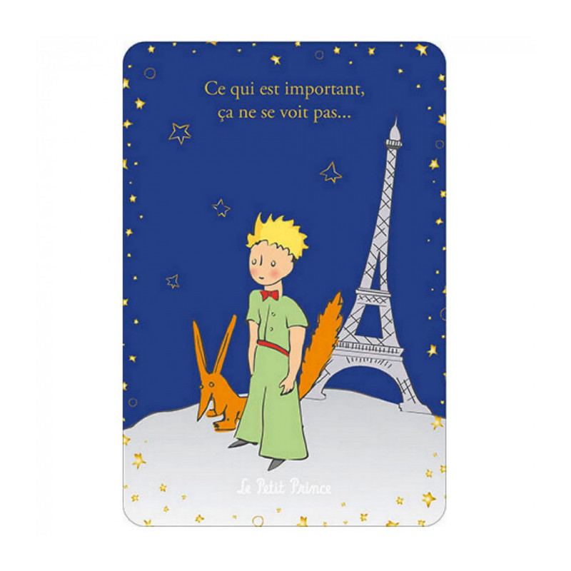 LE PETIT PRINCE ET LE RENARD AVEC LA TOUR EIFFEL CARTE POSTALE 10X15CM