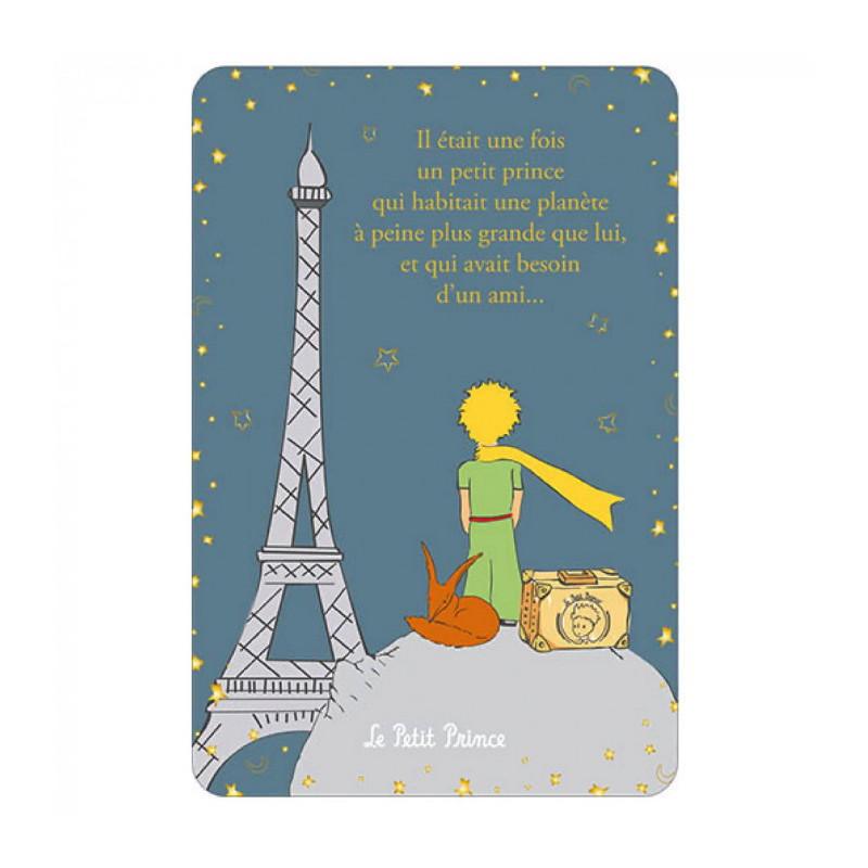 LE PETIT PRINCE ET RENARD OBSERVANT LA TOUR EIFFEL CARTE POSTALE 10X15