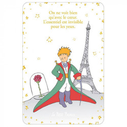 LE PETIT PRINCE EN CAPE AVEC SA ROSE ET LA TOUR EIFFEL CARTE POSTALE 1