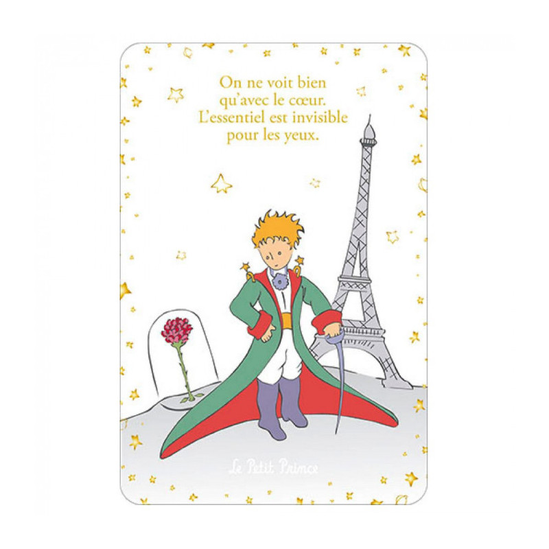 LE PETIT PRINCE EN CAPE AVEC SA ROSE ET LA TOUR EIFFEL CARTE POSTALE 1