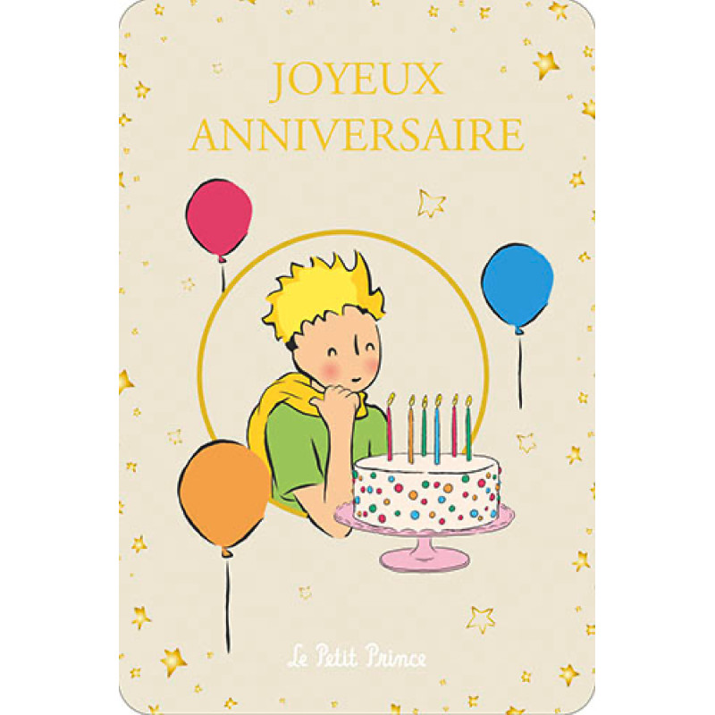 LE PETIT PRINCE BALLON JOYEUX ANNIVERSAIRE CARTE POSTALE 10X15CM