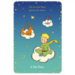 LE PETIT PRINCE LE RENARD ET LA ROSE SUR LES NUAGES CARTE POSTALE 10X1