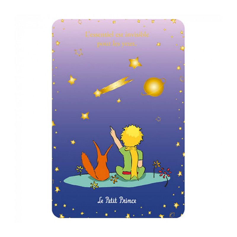 LE PETIT PRINCE REGARDANT UNE ETOILE FILANTE CARTE POSTALE 10X15CM