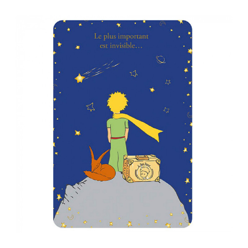 LE PETIT PRINCE ET SON RENARD AVEC SA VALISE CARTE POSTALE 10X15CM