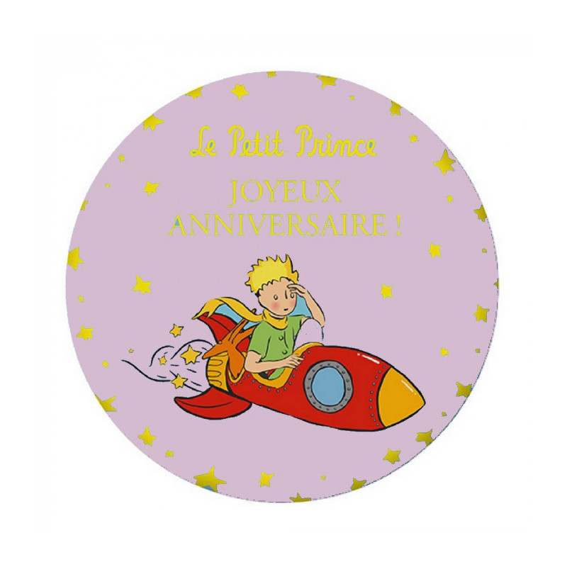 MAGNET ROND LE PETIT PRINCE JOYEUX ANNIVERSAIRE FUSEE 55MM