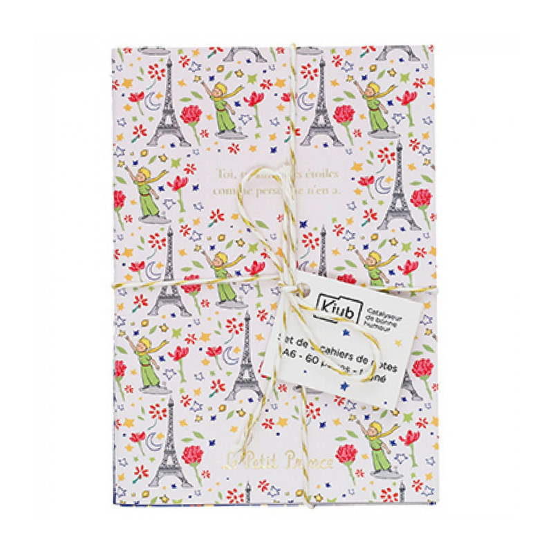 SET DE 3 CARNETS DE NOTES LE PETIT PRINCE ET LA TOUR EIFFEL