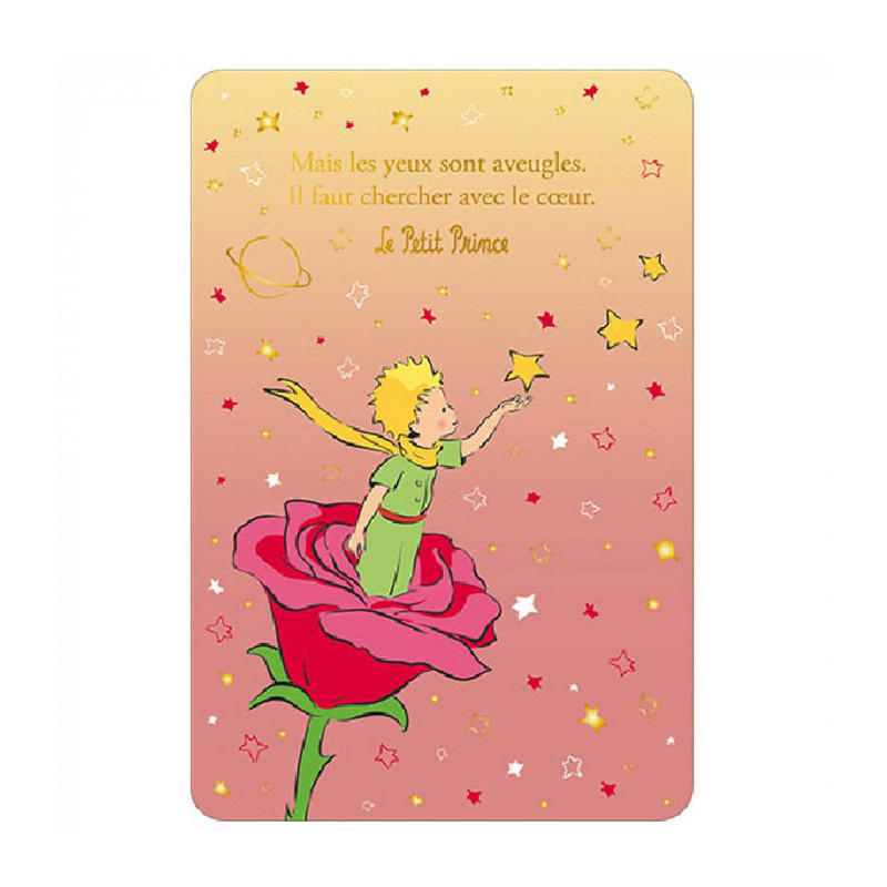 LE PETIT PRINCE SUR SA ROSE CARTE POSTALE 10X15CM