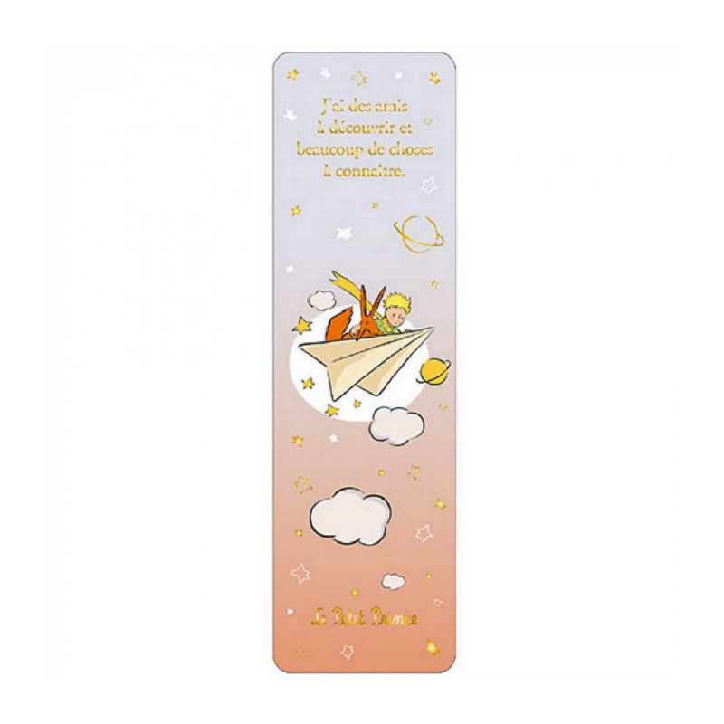 MARQUE PAGE EN PAPIER LE PETIT PRINCE ET LE RENARD SUR UN AVION EN PAP