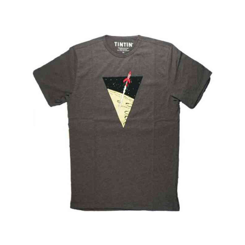 T SHIRT TINTN FUSEE TRIANGLE GRIS TAILLE 6ANS