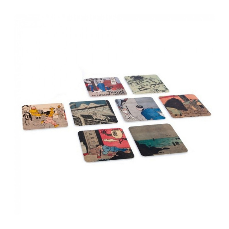 LE PETIT VINGTIEME TINTIN SET DE 8 SOUS VERRES 10X10 CM