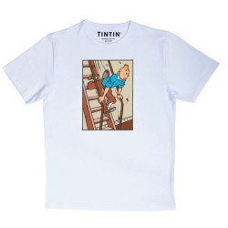T SHIRT TINTIN ESCALIER BLANC M