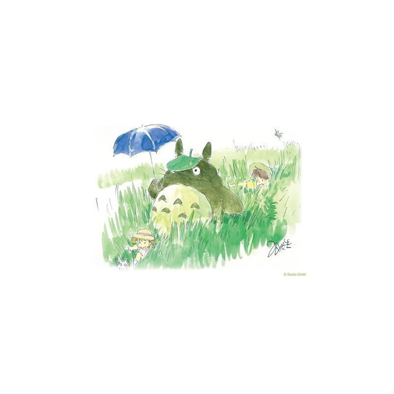 MEI TOTORO ET SAKURA MON VOISIN CARTE DE VOEUX AQUARELLE 24 X 15 CM