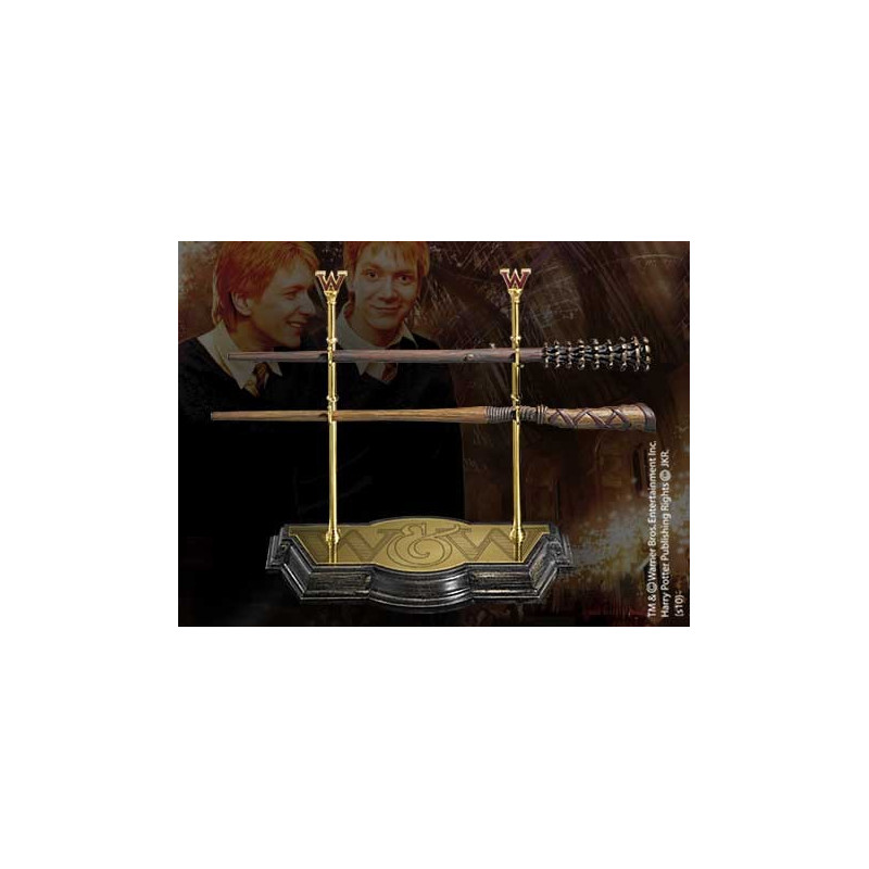 FRED AND GEORGES WEASLEY WAND AND DISPLAY SET