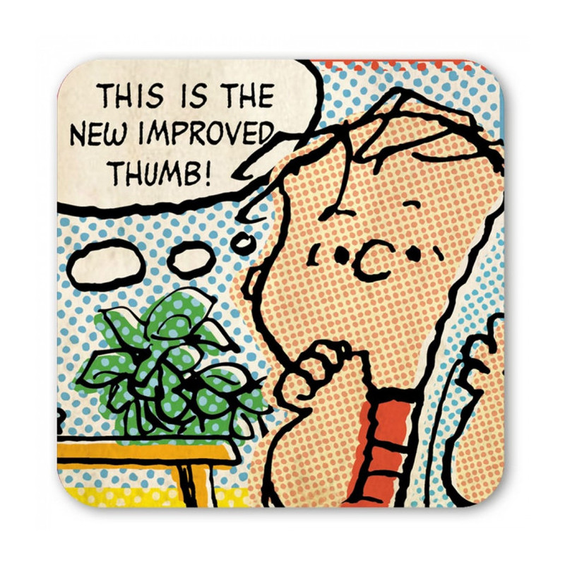 LINUS PEANUTS LOGOSHIRT COASTER NEW IMPROVED THUMB 10 X 10CM