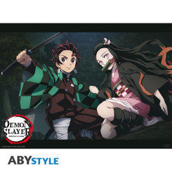 DEMON SLAYER  POSTER TANJIRO ET NEZUKO POSITION DE COMBAT 52X38 CM
