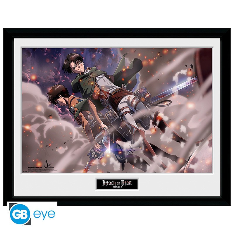 L ATTAQUE DES TITANS AFFICHE CADRE SMOKE BLAST 30 X 40