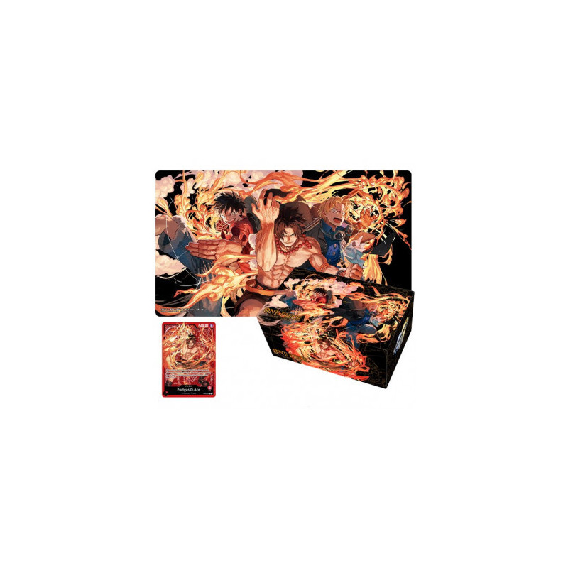 ONE PIECE TCG TAPIS DE JEU LUFFY ACE SABO ET CARTE COLLECTOR ACE