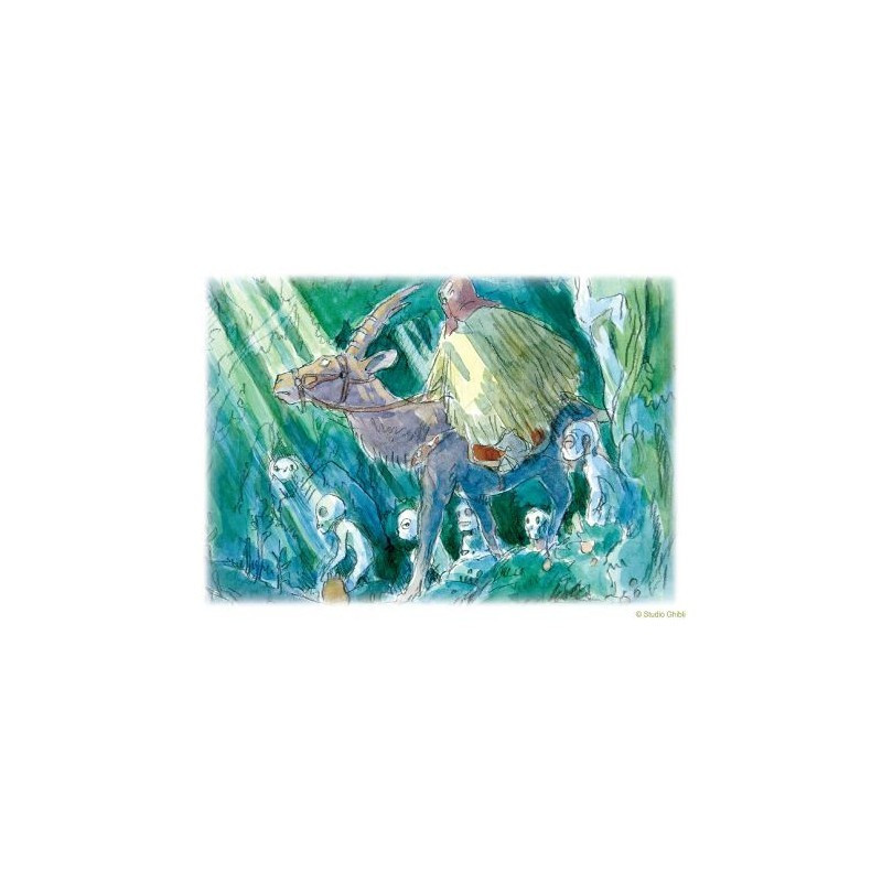 ASHITAKA DANS LA FORET PRINCE CARTE DE VOEUX AQUARELLE 24 X 15 CM