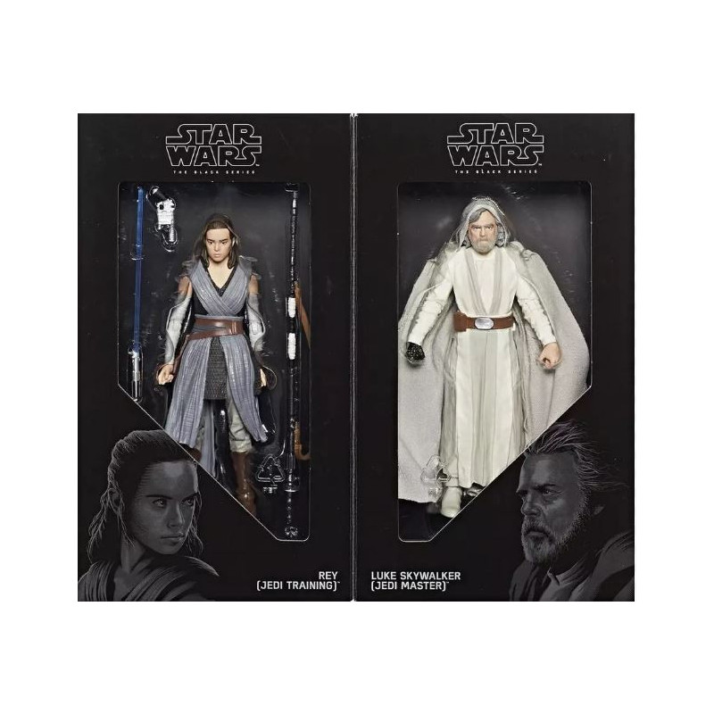 LUKE SKYWALKER JEDI MASTER AND REY JEDI TRAINING STAR WARS BLACK SERIE