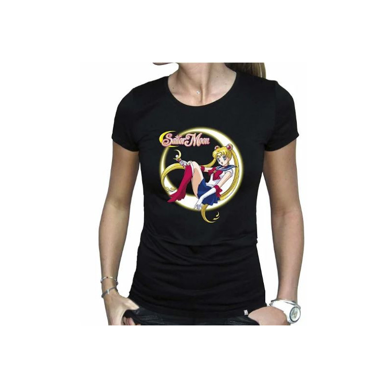 SAILOR MOON TSHIRT FEMME NOIR MEDIUM