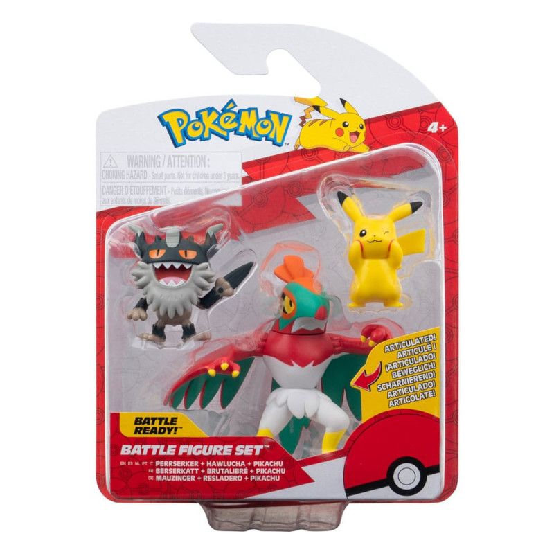 POKEMON PACK 3 FIGURINES BATTLE FIGURE SET PIKACHU PERRSERKER HAUWLUCH