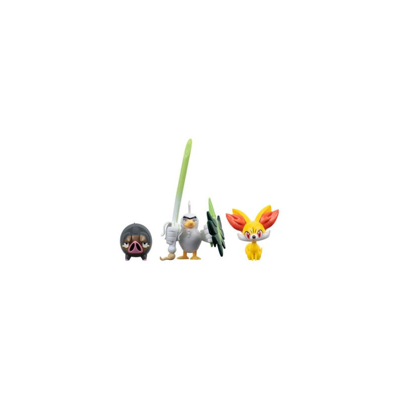 POKEMON PACK 3 FIGURINES BATTLE FIGURE SET FENNEKIN LECHONK PALARTICHO
