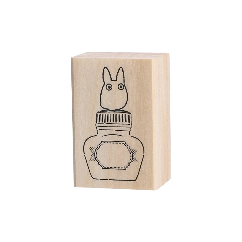 TAMPONS EN BOIS TOTORO BLANC ET BOUTEILLE D ENCRE MON VOISIN TOTORO
