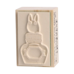 TAMPONS EN BOIS TOTORO BLANC ET BOUTEILLE D ENCRE MON VOISIN TOTORO