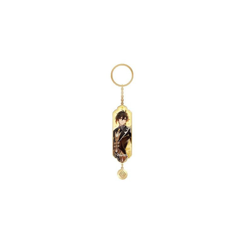 ZHONGLI GENSHIN IMPACT PORTE CLES METAL CHARACTER DRAWING CARD