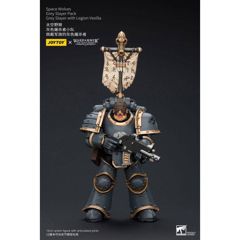 WARHAMMER HORUS HERESY SPACE WOLVES GREY SLAYER WITH LEGION VEXILLA 12