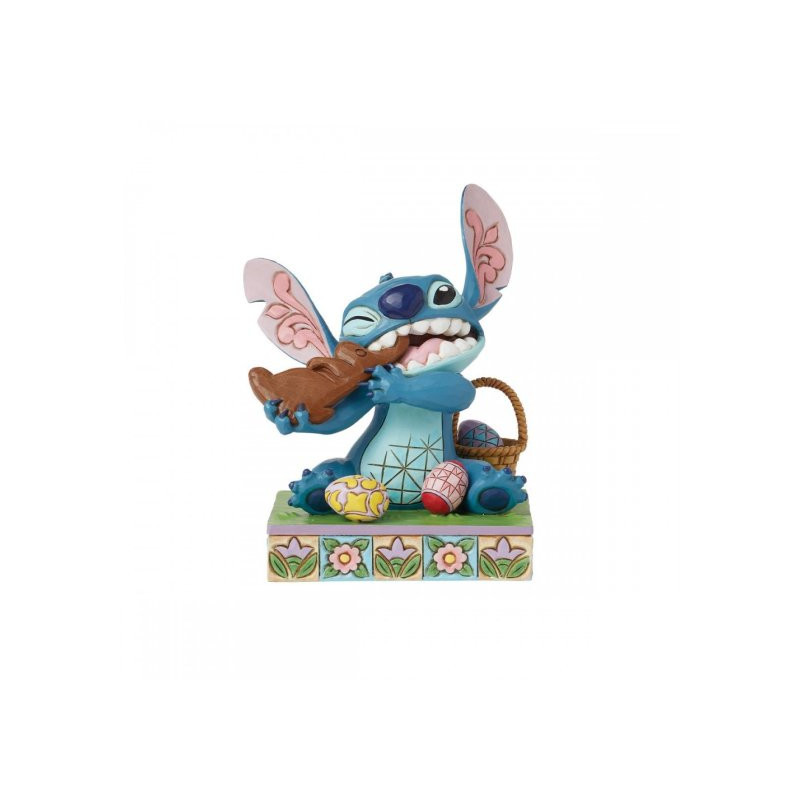 STITCH EATING CHOCOLATE BUNNY WITH EGGS STATUE 11 CM