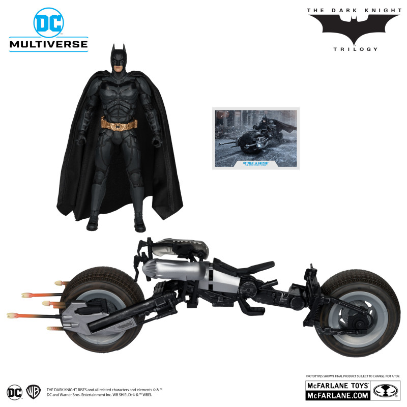 BATMAN AND THE BATPOD THE DARK KNIGHT DC MULTIVERSE FIGURINE AVEC VEHI