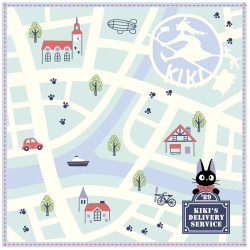 MINI SERVIETTE PLAN DE LA VILLE 25X25 KIKI LA PETITE SORCIERE GHIBLI