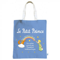 TOTEBAG LE PETIT PRINCE PEIGNANT UN ARC EN CIEL.