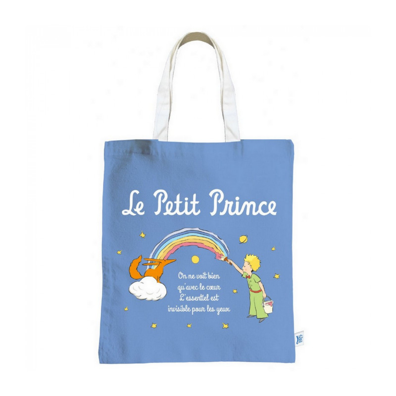 TOTEBAG LE PETIT PRINCE PEIGNANT UN ARC EN CIEL.