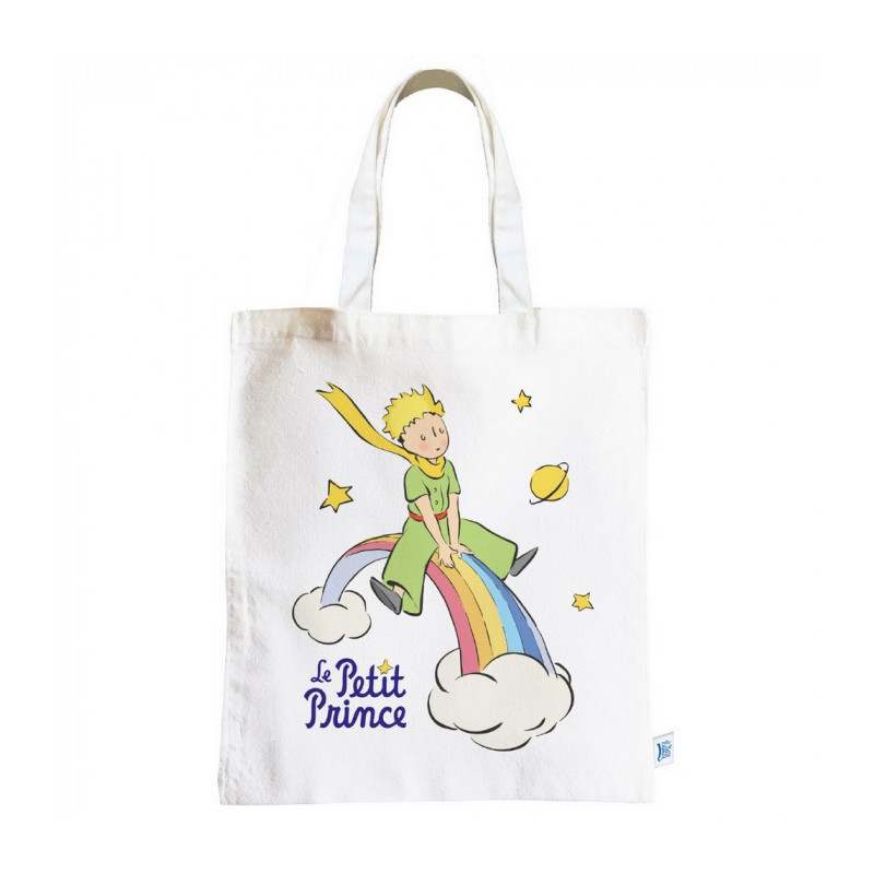 SAC EN COTON LE PETIT PRINCE SUR UN ARC EN CIEL