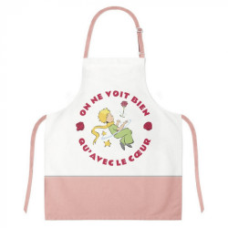 TABLIER DE CUISINE ROSE POUR ENFANTS LE PETIT PRINCE AVEC LA ROSE