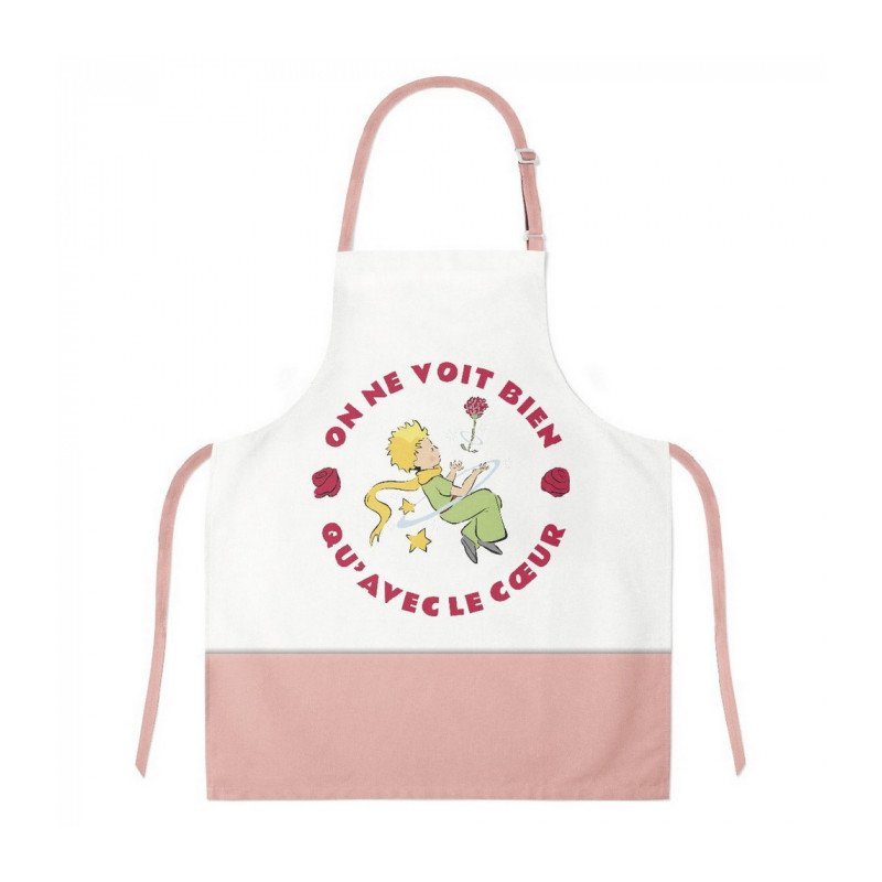 TABLIER DE CUISINE ROSE POUR ENFANTS LE PETIT PRINCE AVEC LA ROSE