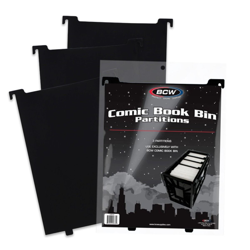COMIC BOOK BIN PARTITIONS BLACK 3 PACK  FOR BCW CASE 