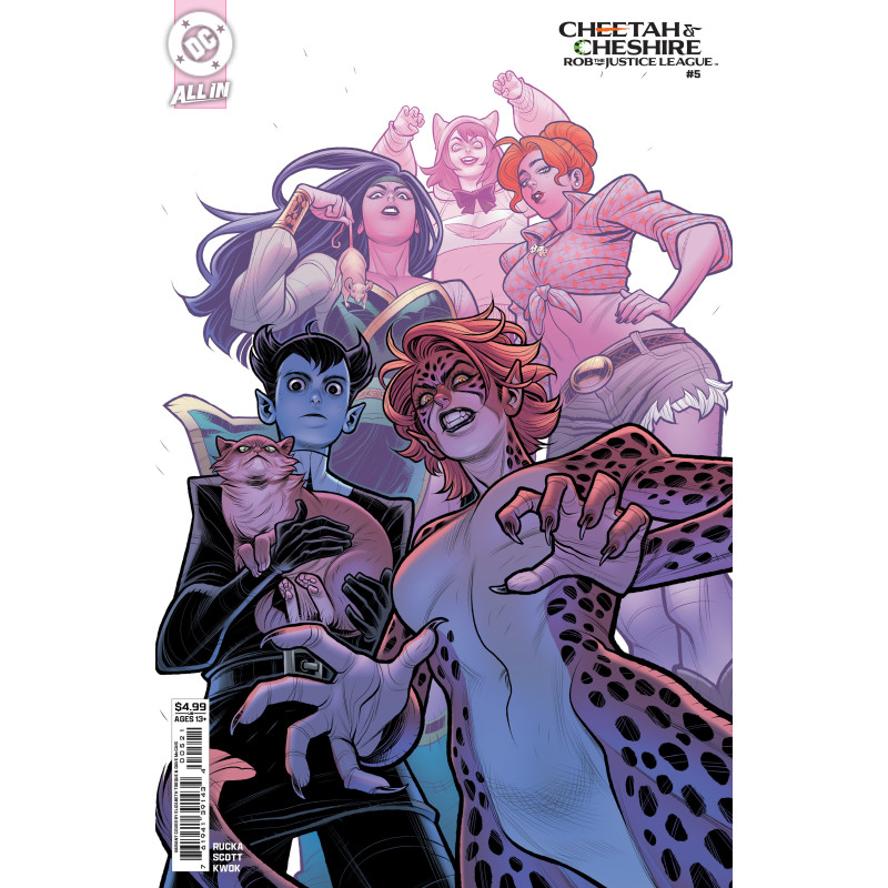 CHEETAH AND CHESHIRE ROB THE JUSTICE LEAGUE 5 (OF 6) CVR C ELIZABETH TORQUE CARD STOCK VAR