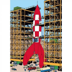 FUSEE AU DECOLLAGE TINTIN OBJECTIF LUNE CHEMISE PLASTIQUE 22X30CM