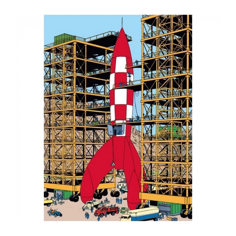 FUSEE AU DECOLLAGE TINTIN OBJECTIF LUNE CHEMISE PLASTIQUE 22X30CM