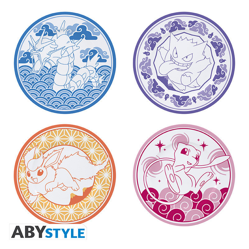 POKEMON SET DE 4 ASSIETTES STYLE JAPONAIS 21 CM