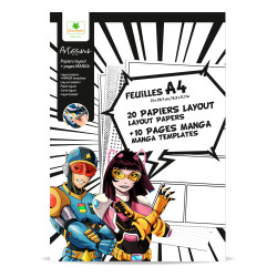 BLOC DE FEUILLES LAYOUT A4 ET TEXTURES MANGA