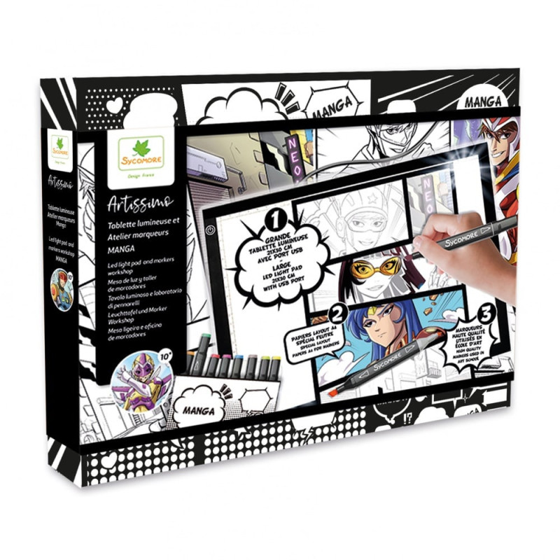 TABLETTE LUMINEUSE XXL ET ATELIER MARQUEURS MANGA